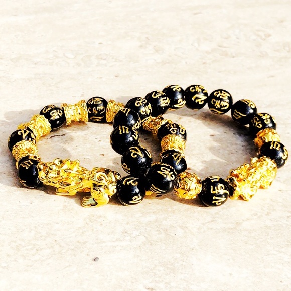 Pixiu1 Good Fortune Black & Gold Unisex Bracelet - Picture 5 of 9